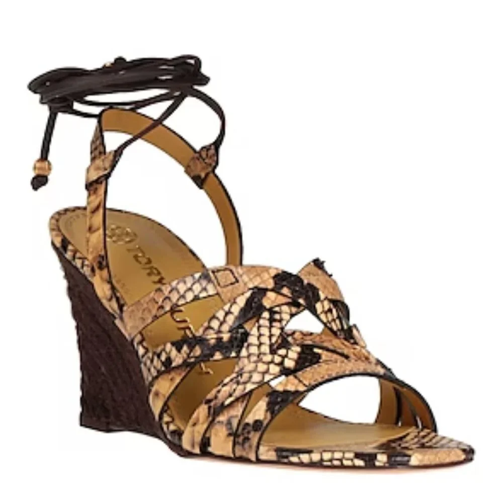 Womens Tory Burch Basket Weave Espadrille Wedge Sandals, Size: 10 NIB
